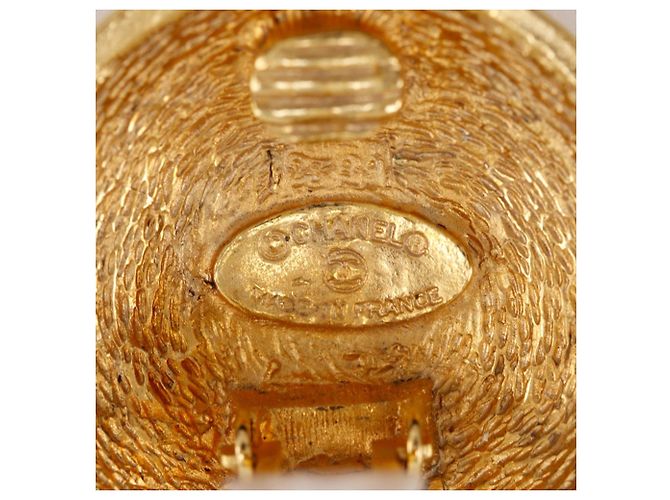 Orecchini vintage a clip Chanel Coco Mark D'oro - vista 10