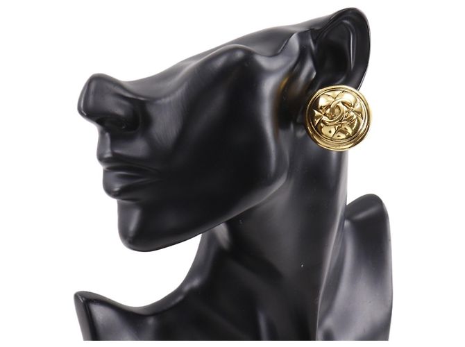Orecchini vintage a clip Chanel Coco Mark D'oro - vista 2
