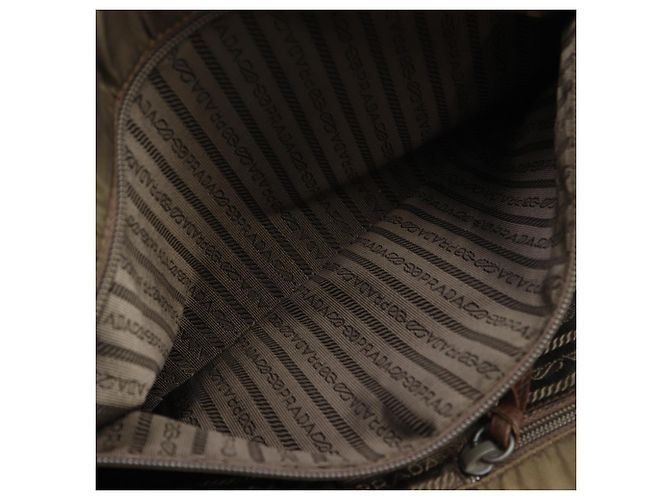 Borsa/tote in pelle di vitello marrone e nylon Prada - vista 6