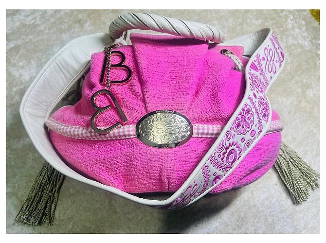 Borsa Lancel Le Brigitte Bardot rosa in tweed - vista 2