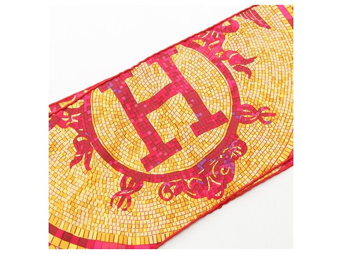 Sciarpa con frange MOSAIQUE AU 24 di Hermès Rosa Rosso Multicolore - vista 5