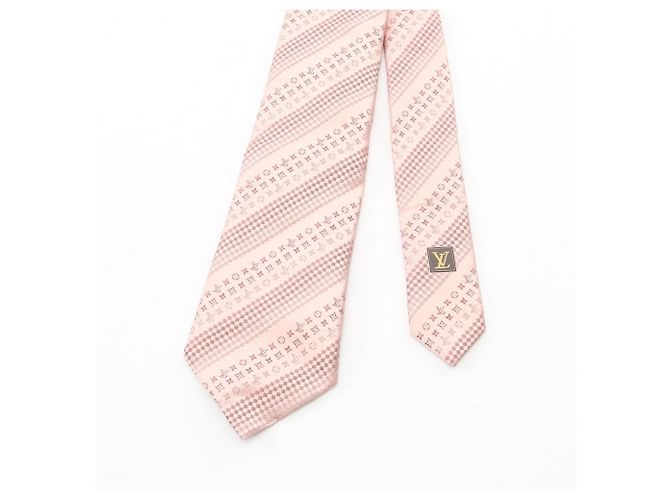 Louis Vuitton Monogram Pattern Silk Tie for Men in Pink - view 2