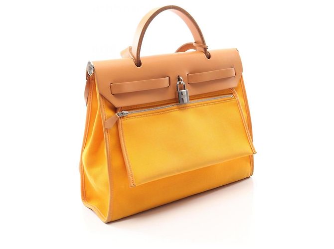 Sac à main Hermès Herbag Zip PM Marron Orange Moutarde - vue 2