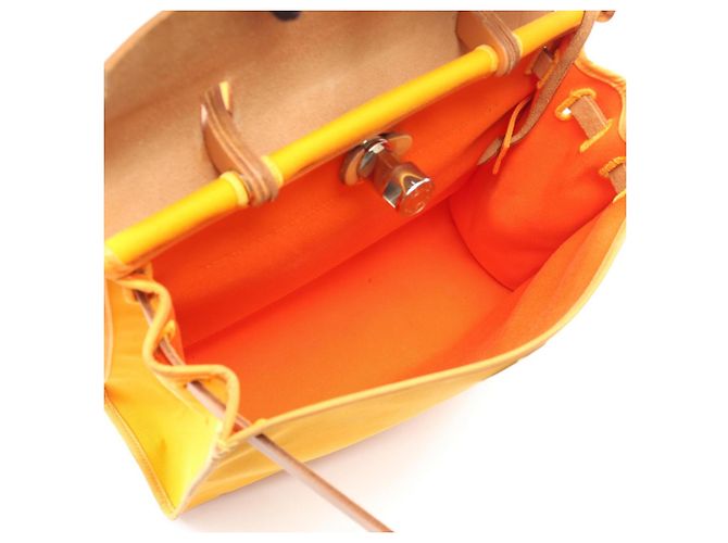 Sac à main Hermès Herbag Zip PM Marron Orange Moutarde - vue 3