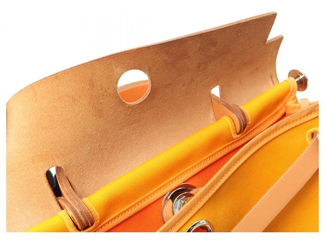 Sac à main Hermès Herbag Zip PM Marron Orange Moutarde - vue 8