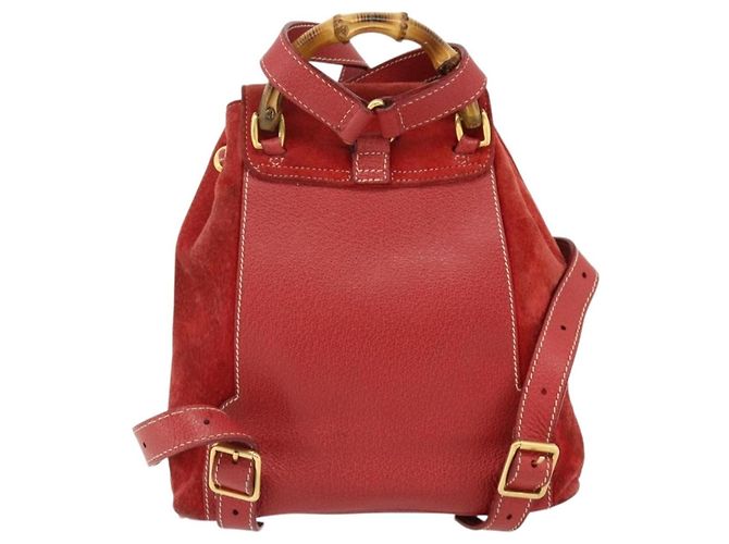 Gucci Gucci bamboo daim mini Rosso - vista 2