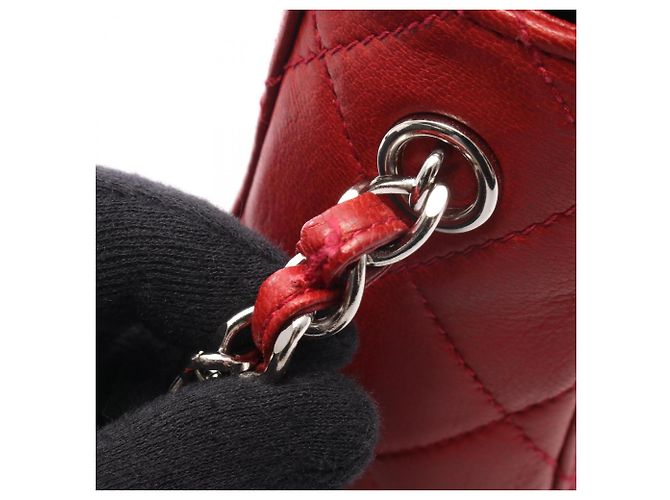 Borsa Chanel Matelassé in pelle di agnello rossa Rosso - vista 13