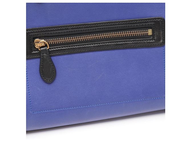 Céline Borsa a mano Celine Luggage Mini Shopper Marrone Nero Blu - vista 13