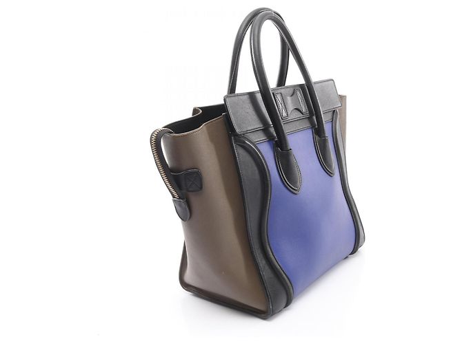 Céline Borsa a mano Celine Luggage Mini Shopper Marrone Nero Blu - vista 2