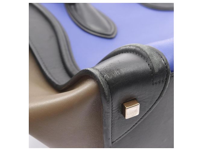 Céline Borsa a mano Celine Luggage Mini Shopper Marrone Nero Blu - vista 6