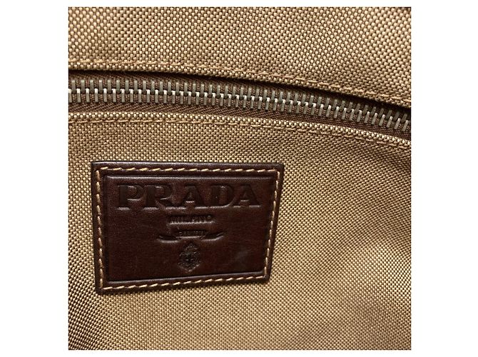 Sac fourre-tout en jacquard avec logo Prada Marron - vue 6