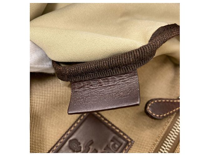 Sac fourre-tout en jacquard avec logo Prada Marron - vue 7