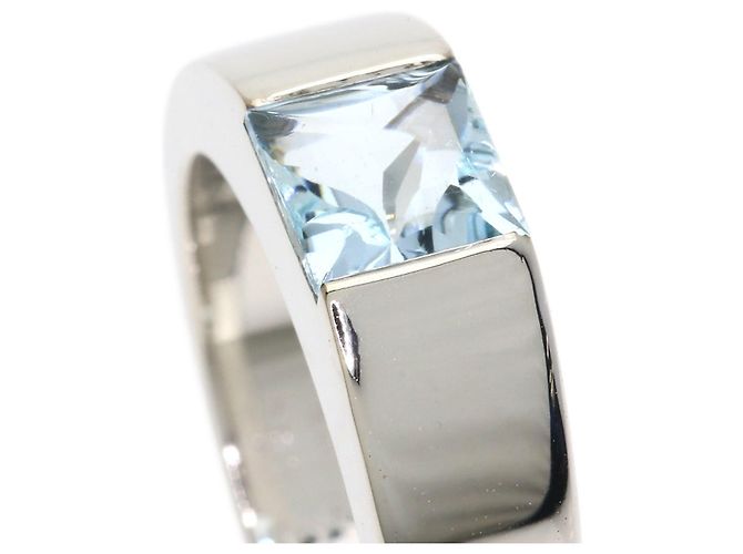 Cartier Tank Ring aus 18K Weißgold mit Aquamarin - Ansicht 10