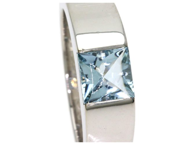 Cartier Tank Ring aus 18K Weißgold mit Aquamarin - Ansicht 7