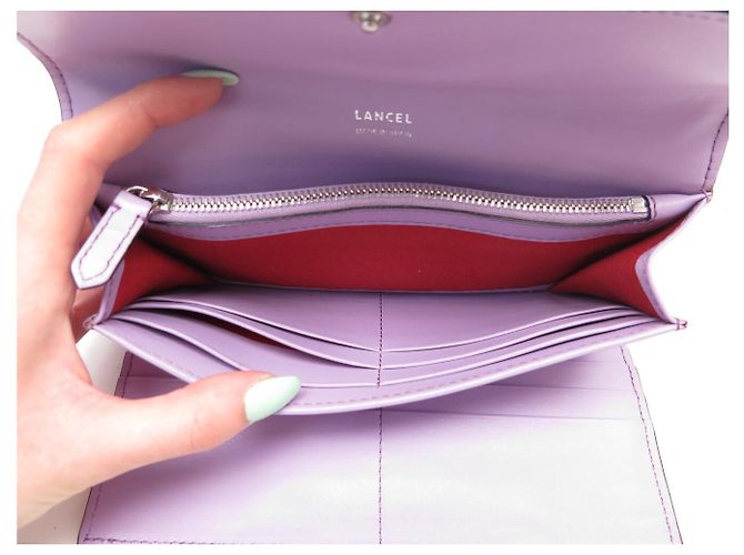 NUOVO BORSO LANCEL CHARLIE MM + PORTAFOGLIO IN PELLE LAVANDA CON TRACOLLA - vista 18