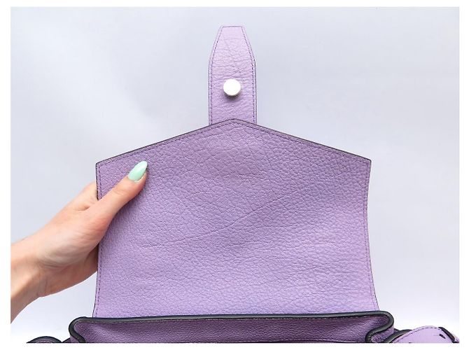 NUOVO BORSO LANCEL CHARLIE MM + PORTAFOGLIO IN PELLE LAVANDA CON TRACOLLA - vista 8
