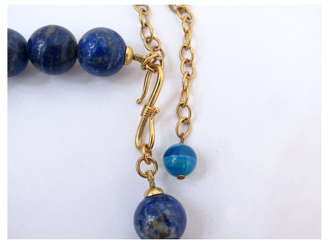 COLLANA PHILIPPE FERRANDIS PENDENTE ELEFANTE PERLE LAPIS LAZULI Blu - vista 5