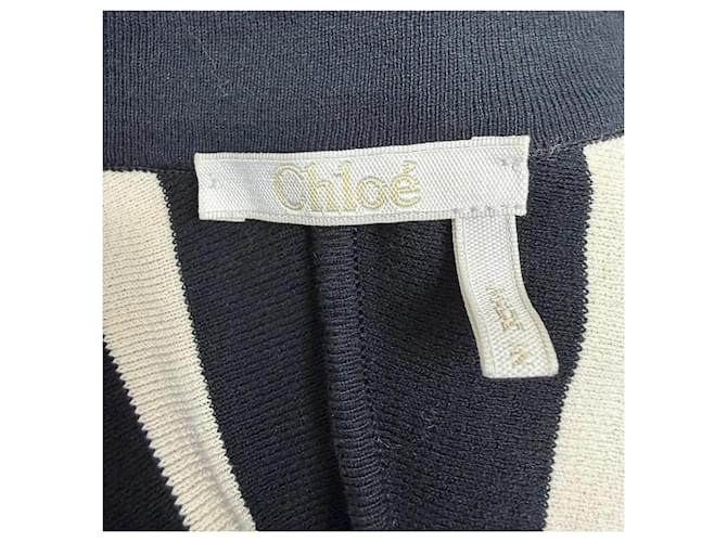 Chloé gestreifter V-Ausschnitt-Pullover in Schwarz und Weiß aus Baumwolle - Ansicht 4