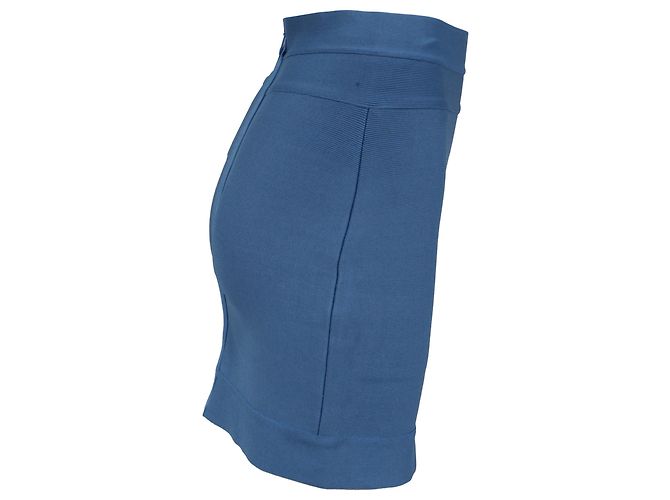 Falda Mini Ajustada Herve Leger en Rayón Azul Claro - vista 2
