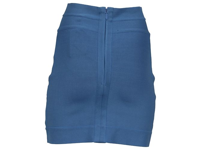 Falda Mini Ajustada Herve Leger en Rayón Azul Claro - vista 3