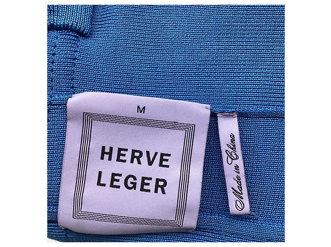 Falda Mini Ajustada Herve Leger en Rayón Azul Claro - vista 6