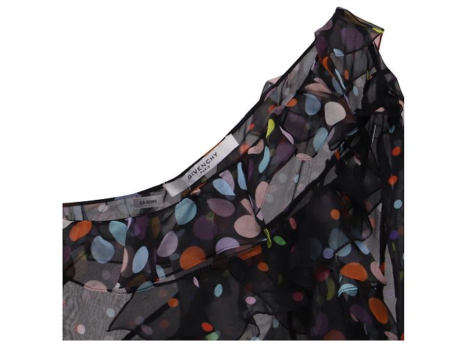 Givenchy Midi-Kleid mit Rüschendetails aus schwarser Seide Schwarz - Ansicht 3