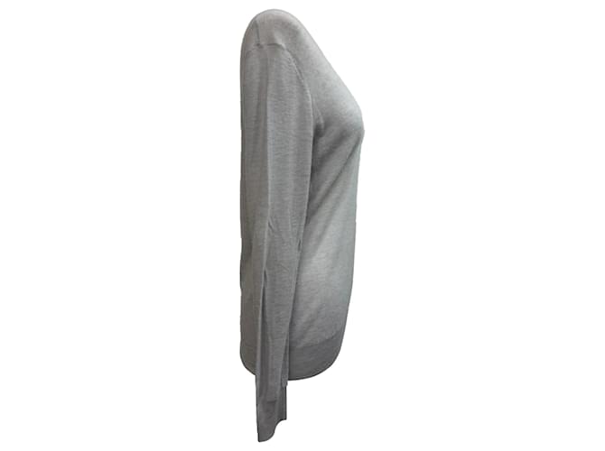 Joseph V-Ausschnitt Pullover aus grauer Kaschmirwolle - Ansicht 2