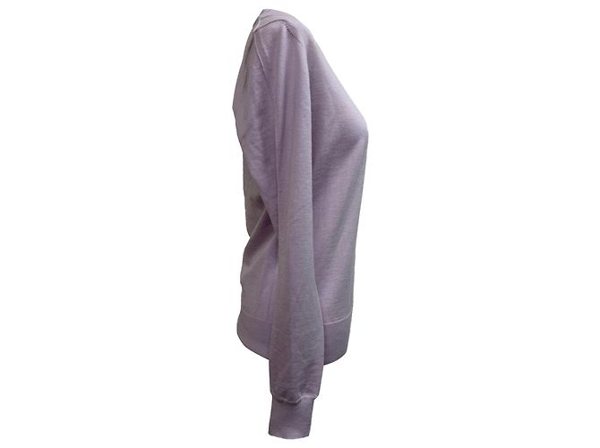 Burberry Strickpullover aus lila Merinowolle mit Logo - Ansicht 2