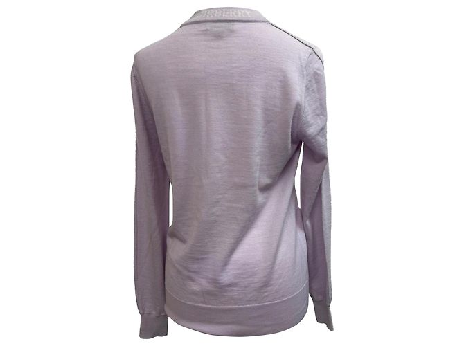 Burberry Strickpullover aus lila Merinowolle mit Logo - Ansicht 3