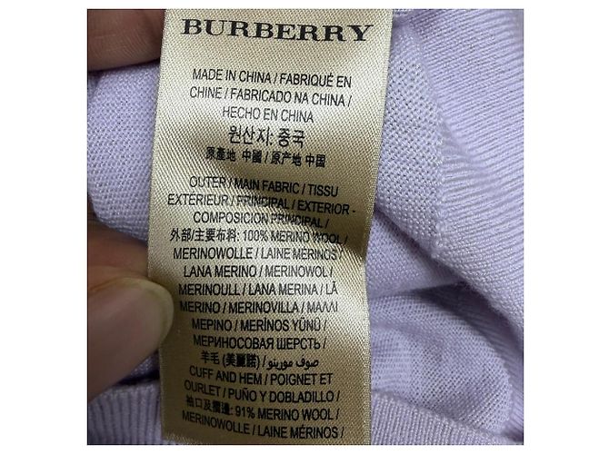 Burberry Strickpullover aus lila Merinowolle mit Logo - Ansicht 6