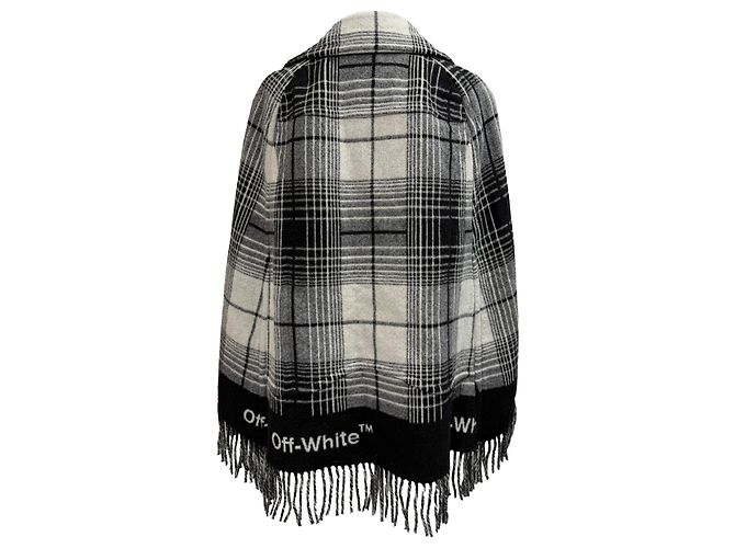 Off White Cappa in lana multicolore a quadri Off-White - vista 3