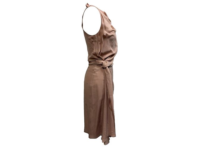 Vestido midi con nudo lateral en seda rosa Dior - vista 2
