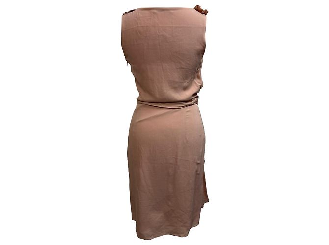 Vestido midi con nudo lateral en seda rosa Dior - vista 3
