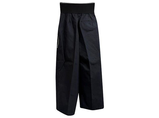 Pantalones con cinturilla de logo Alexander Wang en algodón negro - vista 2