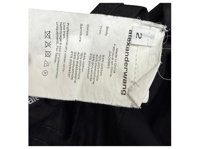 Pantalones con cinturilla de logo Alexander Wang en algodón negro - vista 4
