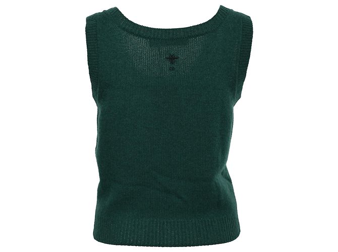 CD Dior besticktes Stricktop aus olivfarbenem Kaschmir Grün Olivgrün - Ansicht 3