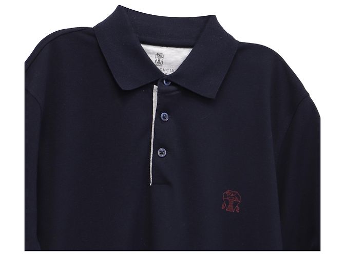 Polo-Shirt aus navyblauer Baumwolle mit gesticktem Brunello Cucinelli-Logo Marineblau - Ansicht 2