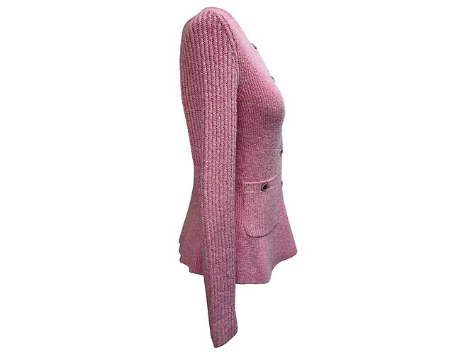 Timeless Chanel Strickjacke mit Knöpfen aus rosa Cupro Pink - Ansicht 2