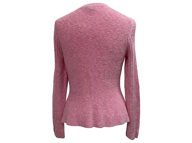 Timeless Chanel Strickjacke mit Knöpfen aus rosa Cupro Pink - Ansicht 3