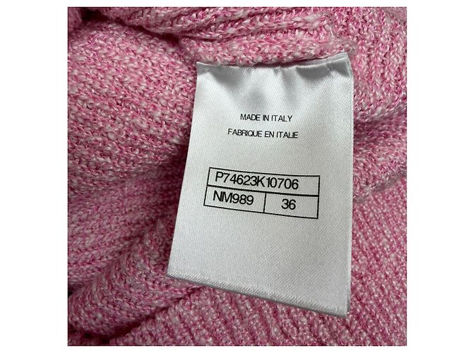 Timeless Chanel Strickjacke mit Knöpfen aus rosa Cupro Pink - Ansicht 5