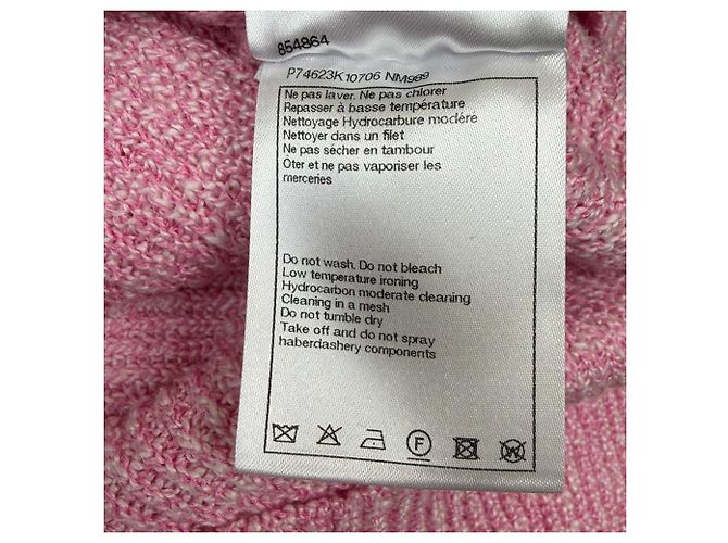 Timeless Chanel Strickjacke mit Knöpfen aus rosa Cupro Pink - Ansicht 6