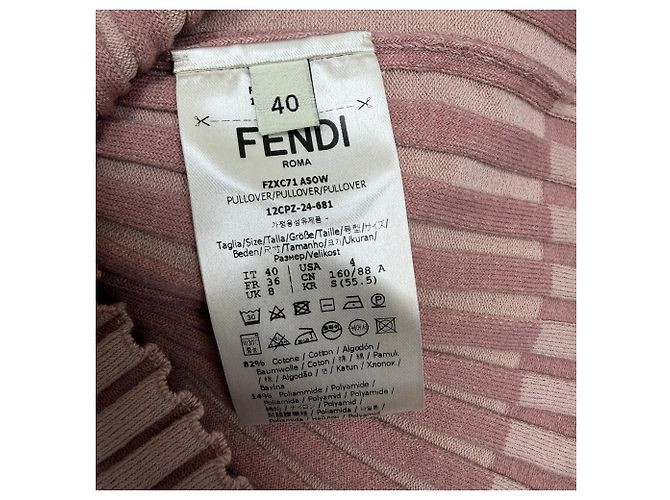 Fendi Strickpullover mit kurzen Ärmeln aus rosa Baumwolle Braun Pink - Ansicht 6