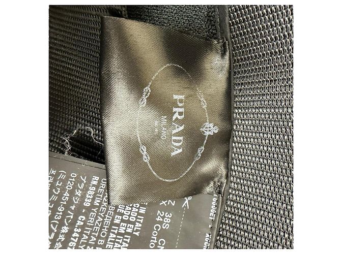 Saia midi com cinto em lã mohair cinza da Prada - vista 4
