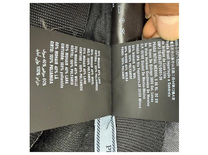 Saia midi com cinto em lã mohair cinza da Prada - vista 7