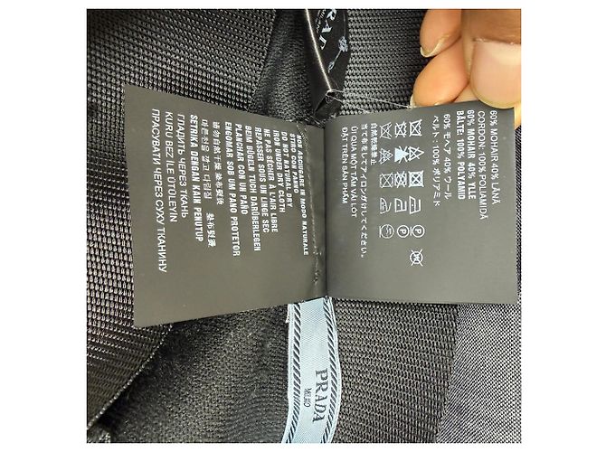Saia midi com cinto em lã mohair cinza da Prada - vista 9