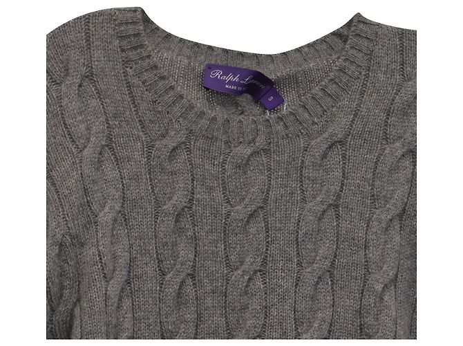 Pull en cachemire gris en maille torsadée Ralph Lauren Purple Label - vue 2