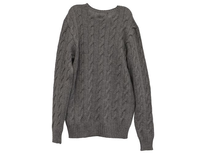 Pull en cachemire gris en maille torsadée Ralph Lauren Purple Label - vue 3