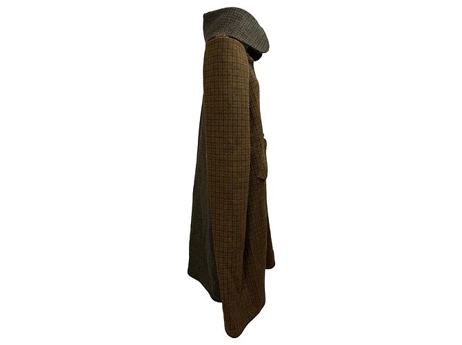 Abrigo Cape Loewe en Lana Houndstooth Marrón Castaño Roja - vista 2