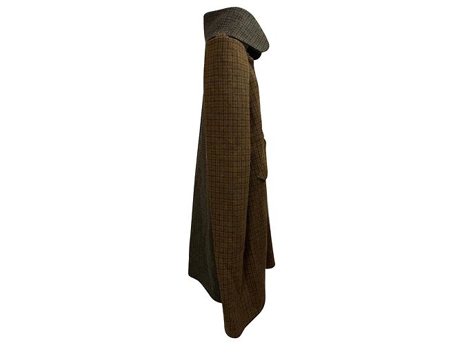 Abrigo Cape Loewe en Lana Houndstooth Marrón Castaño Roja - vista 3