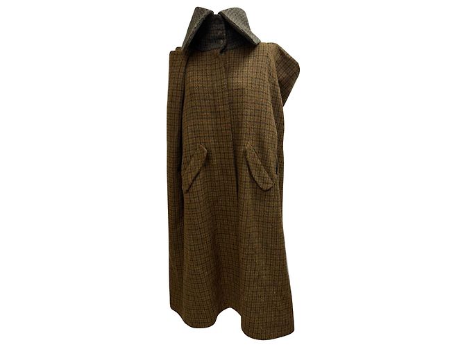 Abrigo Cape Loewe en Lana Houndstooth Marrón Castaño Roja - vista 4